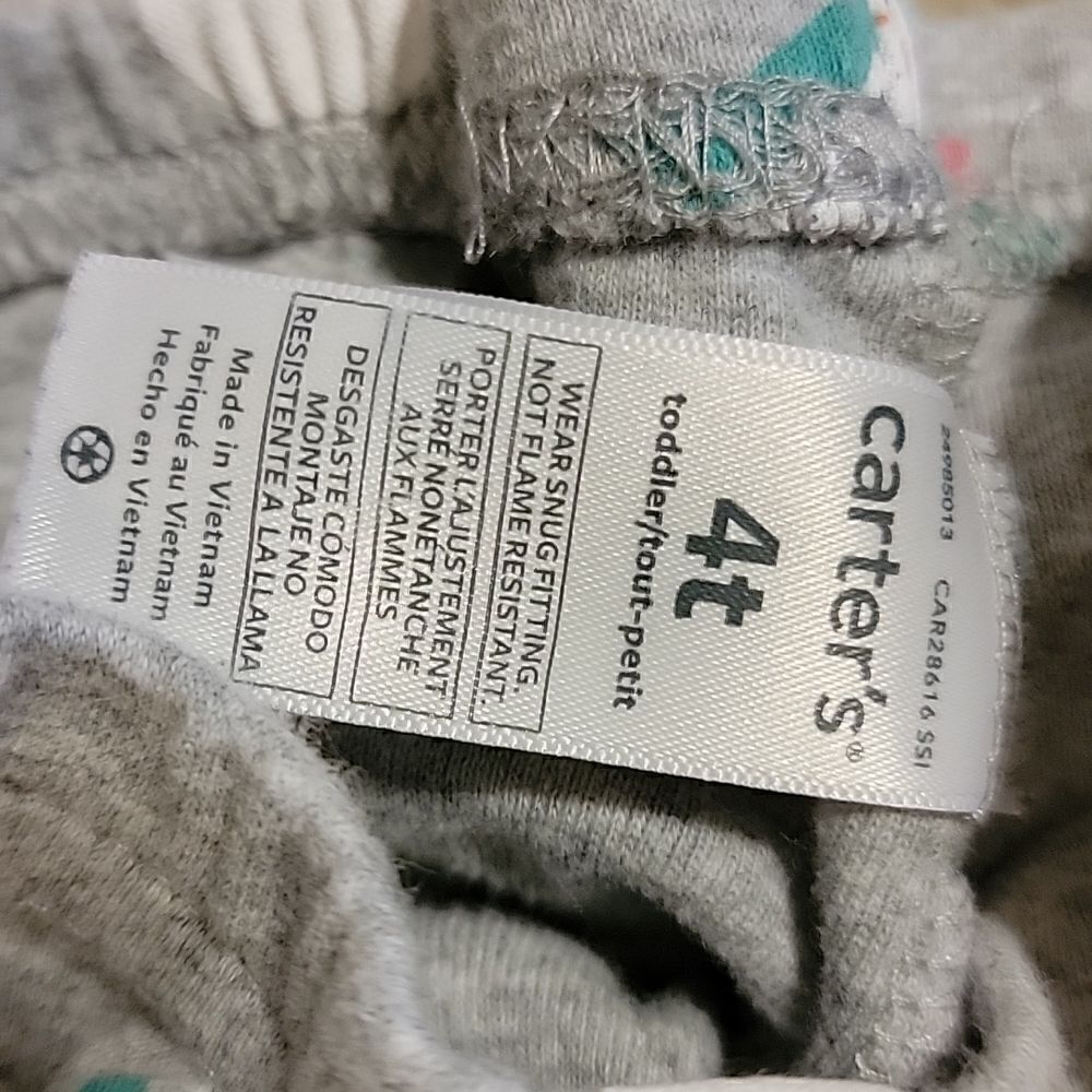 GIRL'S CARTER'S 2-PIECE RED AND GRAY SNOWMEN PAJAMAS, SIZE 4T - Picture 7 of 8